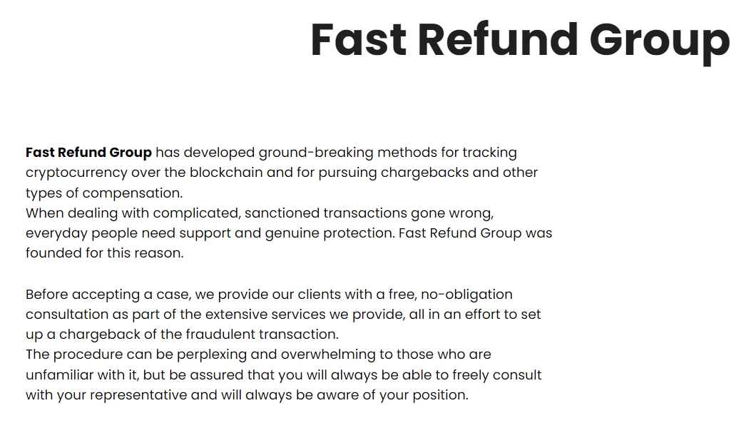 Fast Refund Group website